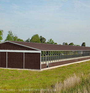 Large metal horse riding arena.