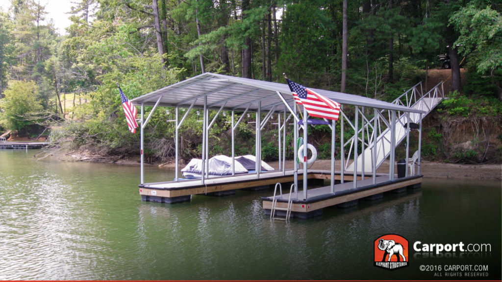 Install a custom metal carport on your boat dock.